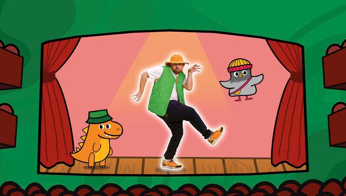 Lil Ones met een dino en een duif